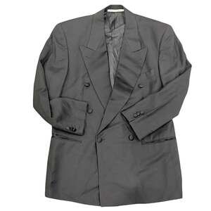 Vintage Hugo Boss Black Double Breasted Super 100 Virgin Wool Blazer 40R